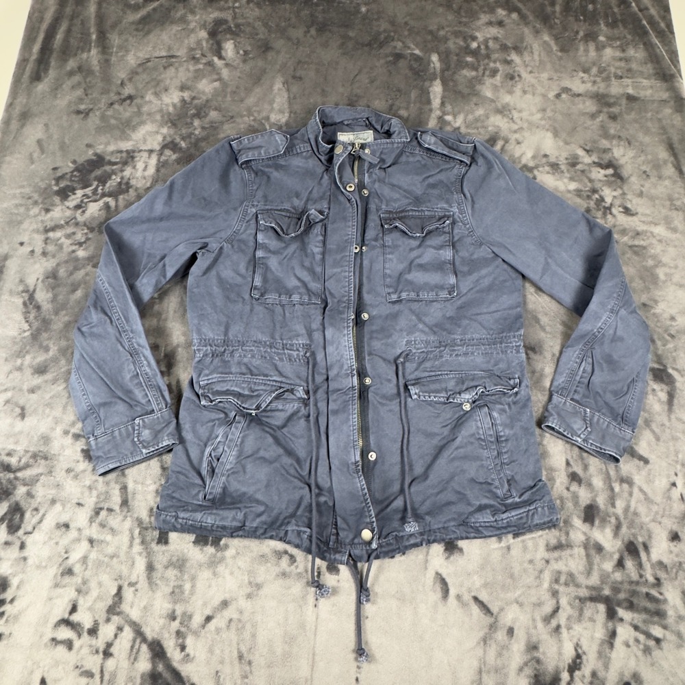 Lucky Brand Utility Jacket Womens Medium Blue Gray Cotton Military Cargo 4424